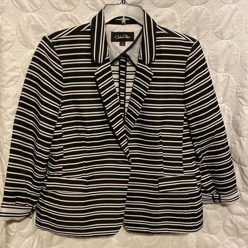 Black and white striped blazer